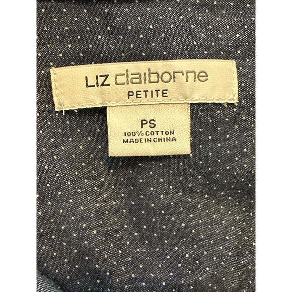 Liz Claiborne blue polka dots buttoned long sleeves shirt size PS - Picture 3 of 10